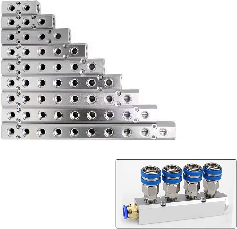 It Works Great 6 Way Pneumatic Manifold Air Distribution Block, G1/2 Supply Port, G1/4-Inch Output Port,Pneumatic Air Compressor Manifold Fitting，Aluminum Alloy，Medium Flow （30x30mm） - Image 5